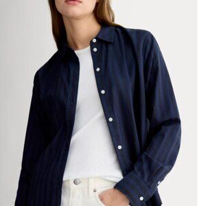 NWT Everlane The Must-Have Shirt in Silky Cotton Navy/Black stripe